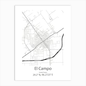 El Campo,United States Minimalist Map Art Print