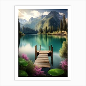 Pier In The Lake Art Print