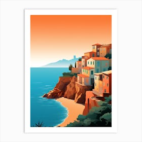 Abstract Illustration Of Spiaggia Del Principe Sardinia Italy Orange Hues 1 Art Print