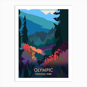 Olympic National Park Matisse Style Vintage Travel Poster 3 Art Print