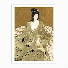 Oriental Lady In Gold Art Print