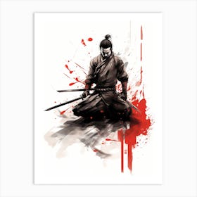 Japanese Samurai Warrior Sumi-e 1 Art Print