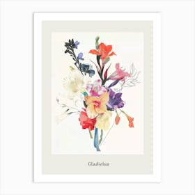 Gladiolus 2 Collage Flower Bouquet Poster Art Print