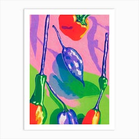 Jalapeno Pepper Risograph Retro Poster vegetable Art Print
