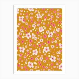 Snowdrop Floral Print Retro Pattern 1 Flower Art Print