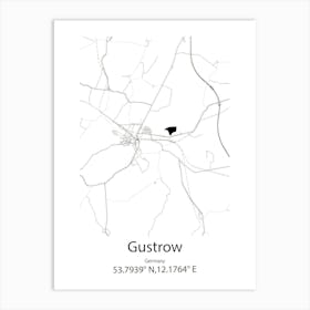 Gustrow,Germany Minimalist Map Art Print