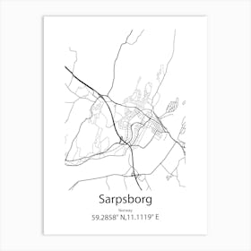 Sarpsborg,Norway Minimalist Map Art Print