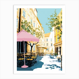 Aix En Povence, France, Flat Pastels Tones Illustration 3 Art Print