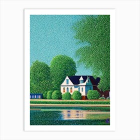 Lewisville, City Us  Pointillism Art Print