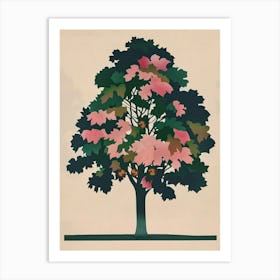 Chestnut Tree Colourful Illustration 1 Art Print