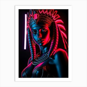 Cleopatra In Red Neon Light - Diverse Art Illustration 83 Art Print