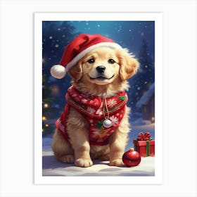 Golden Retriever Christmas Art Print