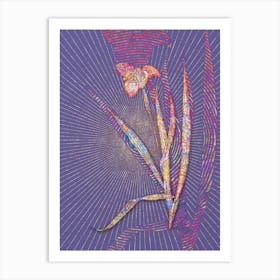 Geometric Tiger Flower Mosaic Botanical Art on Veri Peri n.0300 Art Print