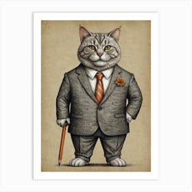 Business Cat 1 Art Print