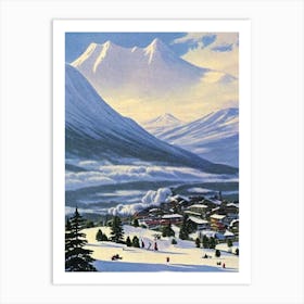 Niseko, Japan Ski Resort Vintage Landscape 1 Skiing Poster Art Print