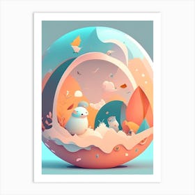 Parallax Kawaii Kids Space Art Print