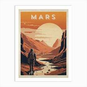 Mars, colony, astronaut — Vintage space poster, retro space art, retrofuturism, retro sci-fi 1 Art Print