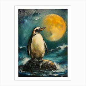 African Penguin Half Moon Island Oil Painting 4 Art Print