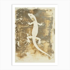 Dark Yellow Day Gecko Block Print 1 Art Print