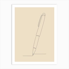 Line Drawing Of A PenMonoline Asthetic Mnimalist Drawing Art Print