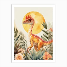 Rainbow Watercolour Archaeopteryx Dinosaur 1 Art Print