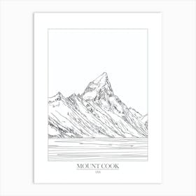 Mount Cook Usa Line Drawing 5 Poster Art Print