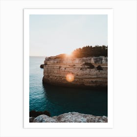 Algarve Sunset behind the cliffs | Portugal travel Art Print