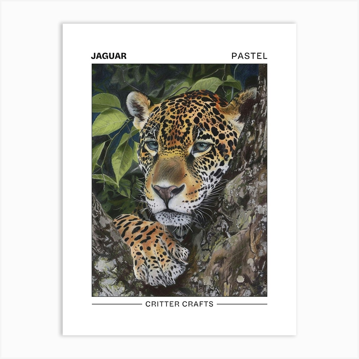Jaguar Pastel Watercolour 2 Poster Art Print by Critter Crafts