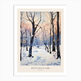 Winter City Park Poster Mount Royal Park Montreal Canada 2 Art Print