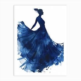 Woman In A Blue Dress 2 Art Print