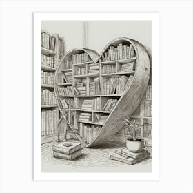 Heart Shaped Bookshelf 1 Art Print