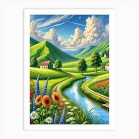 Irish Countryside Art  Landscape Painting Art Print