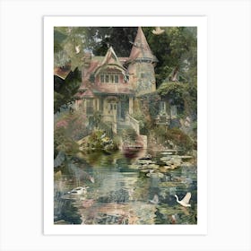 Monet Pond Fairies Scrapbook Collage 6 Art Print