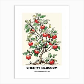 Cherry Blossom Tree Storybook Illustration 1 Poster Art Print