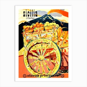 Sicily Carriage Full Of Fruits Art Print