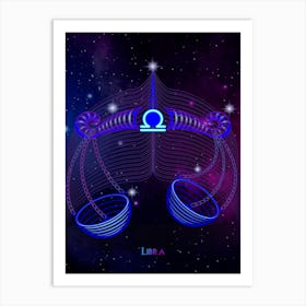 Libra — Zodiac neon signs Art Print