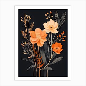 Flowers On A Black Background 18 Art Print