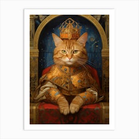 Royal Cat In The Style Of A Romantesque Painting 3 Art Print