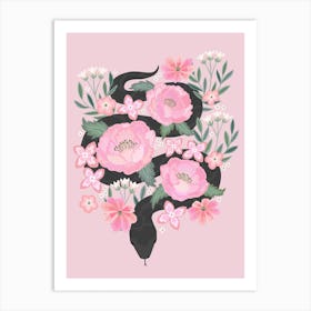 Snake And Flowers 1 Art Print