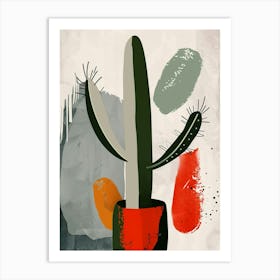 Rat Tail Cactus Minimalist Abstract Illustration 3 Art Print