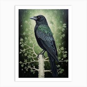 Ohara Koson Inspired Bird Painting Raven 2 Art Print
