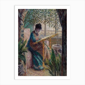 Madame Monet Embroidering, Claude Monet Art Print