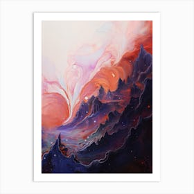 Nebula Abstract Mountain Painting #3 Art Print