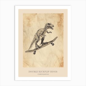 Compsognathus Vintage Dinosaur Poster 1 Art Print
