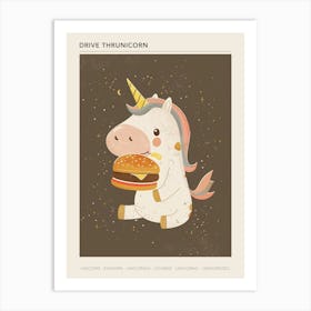 Unicorn Eating A Cheeseburger Muted Pastels 1 Poster Art Print