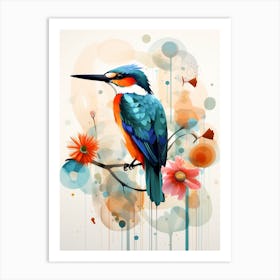 Bird Painting Collage Kingfisher 3 Art Print