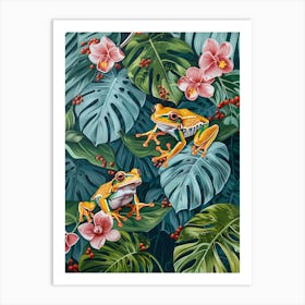 Tropical Jungle Frogs Art Print