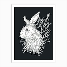 Lionhead Rabbit Minimalist Illustration 1 Art Print