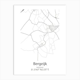 Bergeijk,Netherlands Minimalist Map Poster