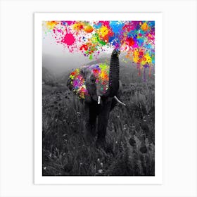 Elephant Playing With Paint Colours 1 Art Print